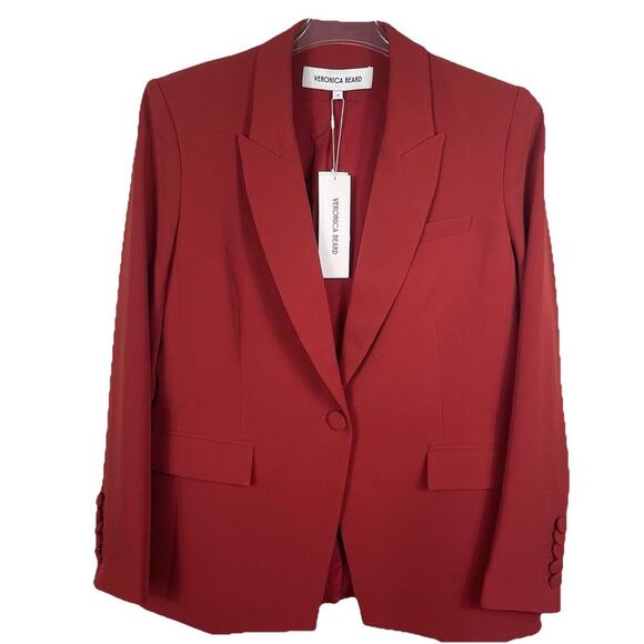 Veronica Beard Long & Lean Dickey Jacket Blazer Size 14 Crimson Designer Career - Picture 1 of 15